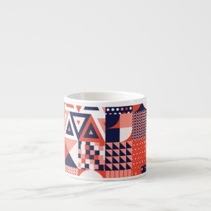 Tasse Expresso Design Bauhaus rétro, géométrique coloré.