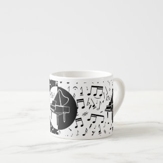 Tasse Expresso Design élégant noir et blanc Piano et design music