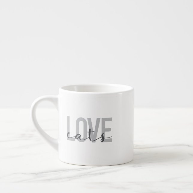 Tasse Expresso Design moderne, simple, urbain, tendance Love Cats (Gauche)