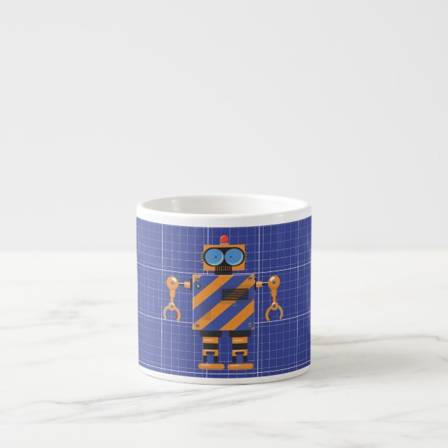 Tasse Expresso Dessin Animé de Robot Mécanique (Devant)