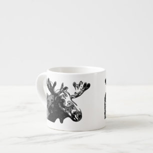 Tasse Expresso Dessin d'orignaux en noir et blanc