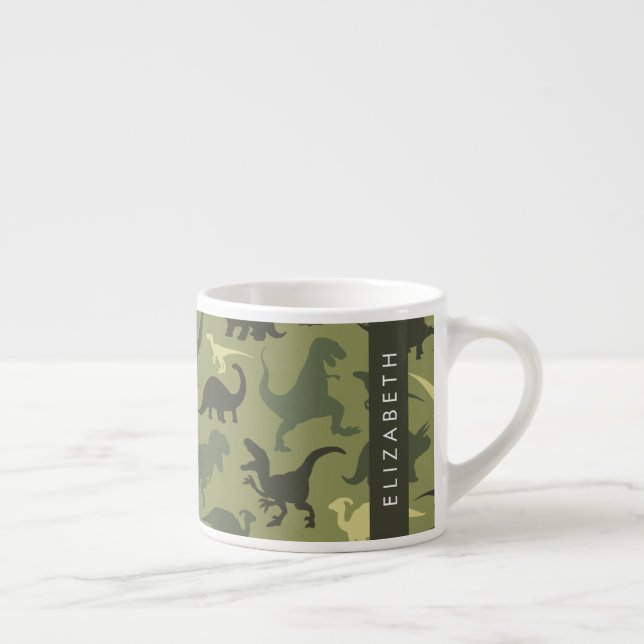 Tasse Expresso Dinosaure Motif, Dinosaur Silhouette, Votre Nom (Droite)