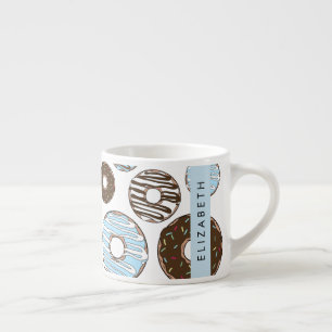 Tasse Expresso Donuts Bleus, Donuts Brown, Sprinkings, Votre Nom