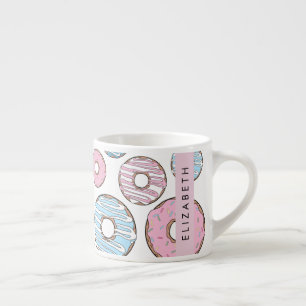 Tasse Expresso Donuts Roses, Donuts Bleus, Sprinkings, Votre Nom