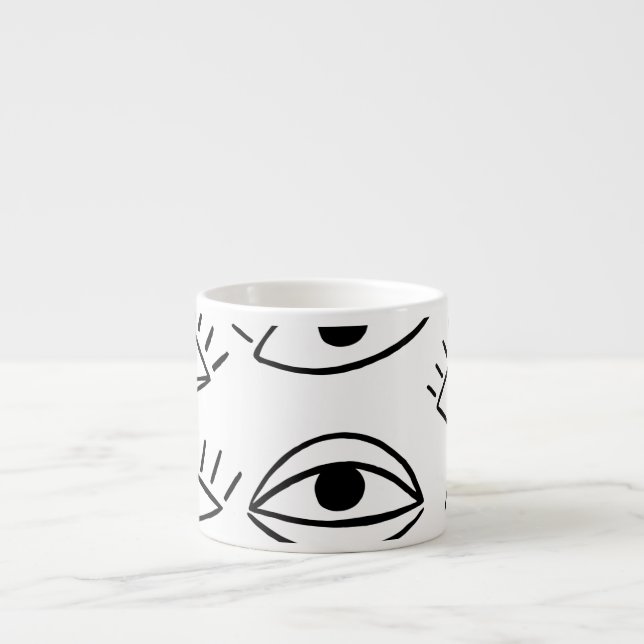 Tasse Expresso Doodle eye, motif créatif sans couture. (Devant)