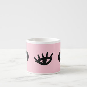 Tasse Expresso Doodle Fille : Coeurs Des Yeux Sans Couleur.