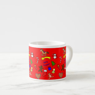 Tasse Expresso Doodles de Noël mignons