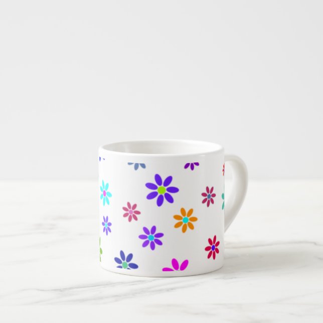 Tasse Expresso Douche à fleurs - motif de couleur 1 (Devant droit)