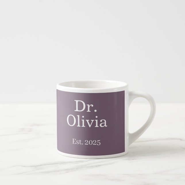 Tasse Expresso Dr Nom Personnalisé Moderne Avec Date Violet (Droite)