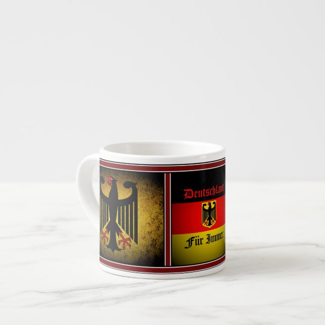 Tasse Expresso Drapeau allemand, aigle noir, immer de fourrure De (Devant gauche)