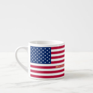 Tasse Expresso Drapeau américain Patriotique Personnalisé Monogra