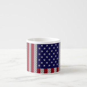 Tasse Expresso Drapeau américain sur la fibre de carbone