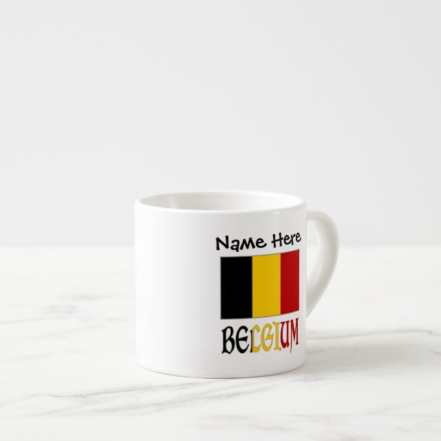 Tasse Expresso Drapeau belge et personnalisé (Devant droit)