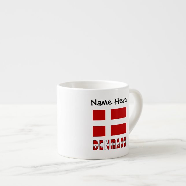 Tasse Expresso Drapeau danois avec votre nom (Devant droit)