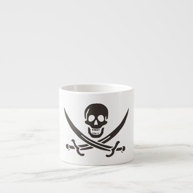 Tasse Expresso Drapeau de crâne obsidien Drapeau de pirate Calico (Devant)