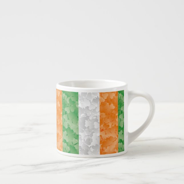 Tasse Expresso Drapeau de l'Irlande avec motif shamrock (Droite)