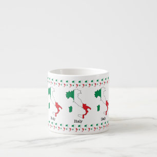 Tasse Expresso Drapeau de l'Italie dans sa carte - Collection de 
