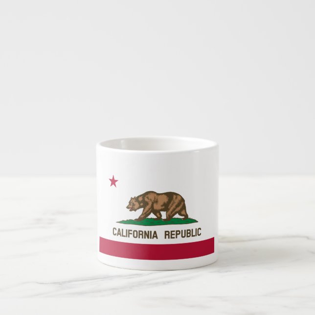 Tasse Expresso Drapeau de l'ours de la République de Californie : (Devant)