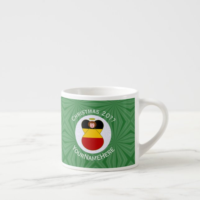 Tasse Expresso Drapeau de Noël Angel allemand personnalisé (Droite)