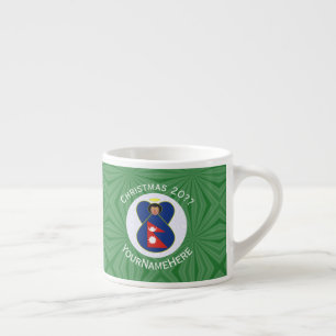 Tasse Expresso Drapeau de Noël personnalisé de l'ange népalais
