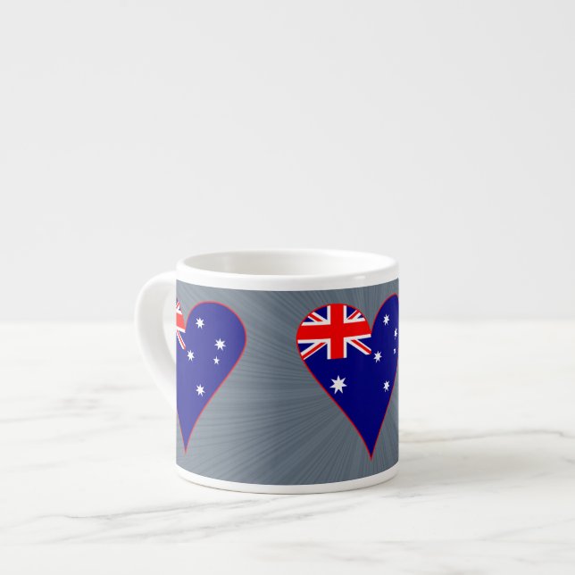 Tasse Expresso Drapeau en forme de cœur funky d'Australie Bordure (Devant gauche)