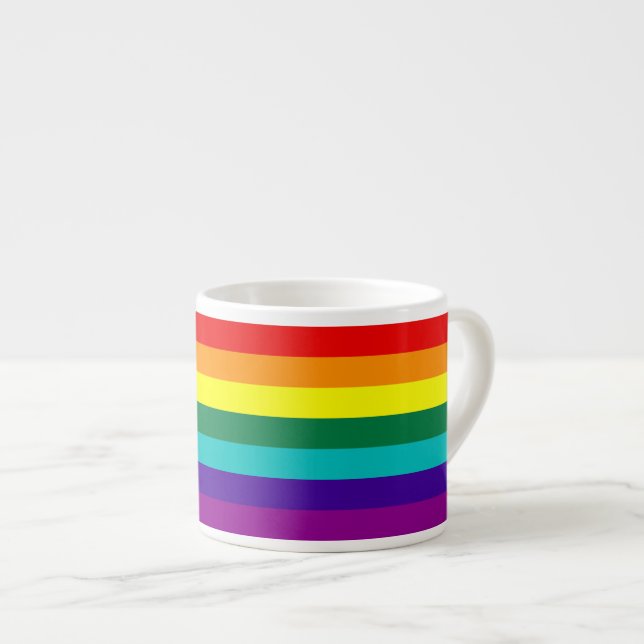Tasse Expresso Drapeau Gay pride arc-en-ciel de 7 bandes (Devant droit)