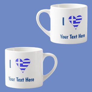 Tasse Expresso Drapeau grec en forme de cœur d'amour avec personn