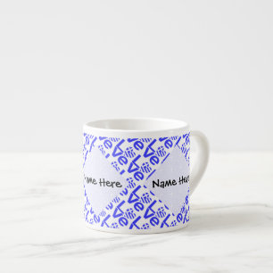 Tasse Expresso Drapeau grec en forme de cœur en bleu avec votre n