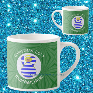Tasse Expresso Drapeau grec Noël Blonde Angel Personnalisé