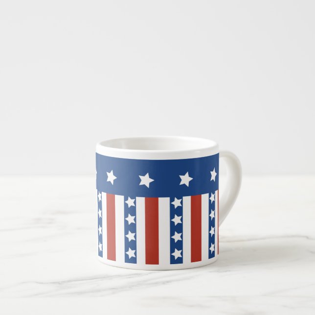 Tasse Expresso Drapeau patriotique de liberté de rayures (Devant droit)