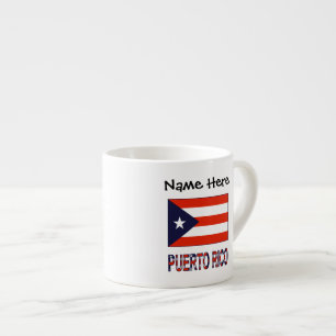 Tasse Expresso Drapeau Porto-Ricain Porto Rico Bleu Personnalisat