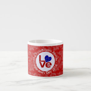 Tasse Expresso Drapeau rouge LOVE cœur personnalisé de l'Union eu