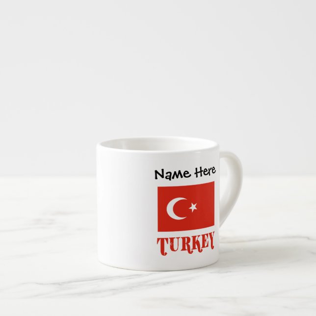 Tasse Expresso Drapeau turc et Turquie Personnalisé (Devant droit)