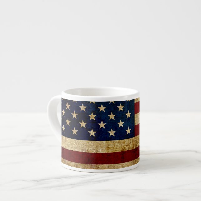 Tasse Expresso Drapeau USA / Grunge (Devant gauche)