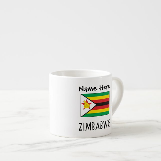 Tasse Expresso Drapeau Zimbabwe et Zimbabwe avec votre nom Espres (Devant droit)