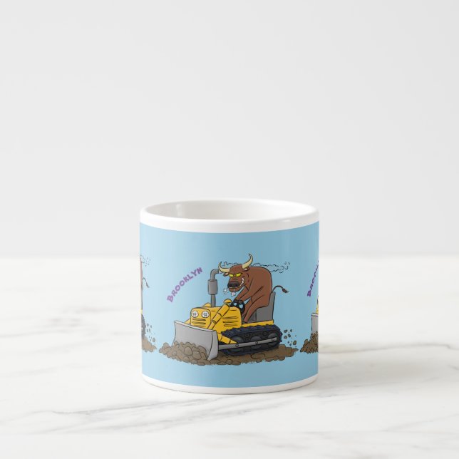 Tasse Expresso Drôle bulldozer de conduite de taureaux (Devant)