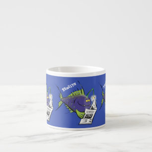 Tasse Expresso Drôle caricature de poisson de pêcheur