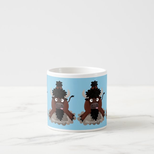 Tasse Expresso Drôle dessin animé de bison de buffle (Devant)