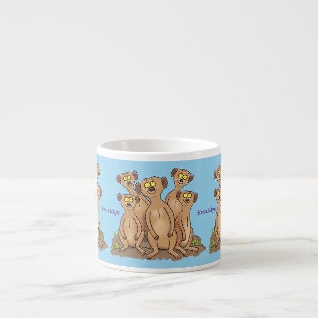 Tasse Expresso Drôle dessin de la famille meerkat (Devant)