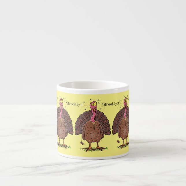 Tasse Expresso Drôle dinde marron de la ferme avec des mouches de (Devant)
