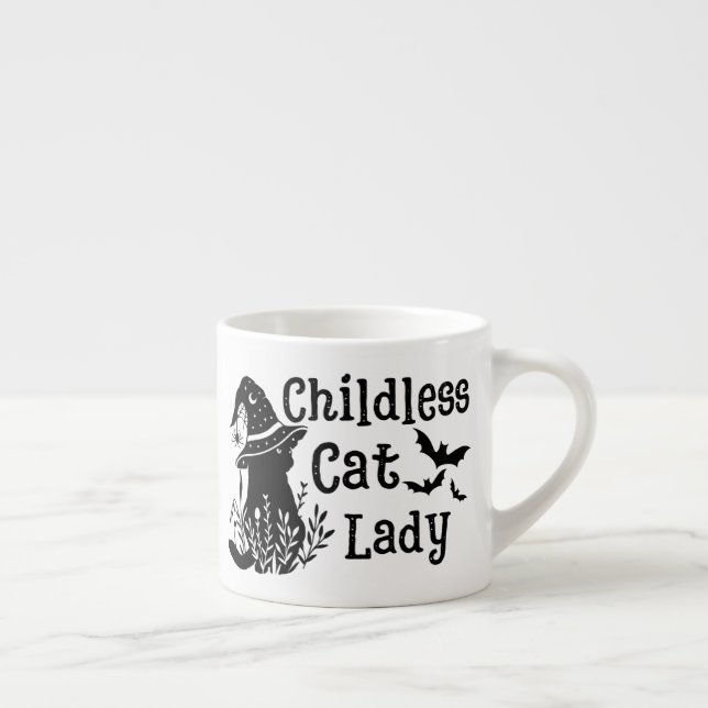 Tasse Expresso Drôle Éffrayant Coupe Enfant Chat Lady (Droite)
