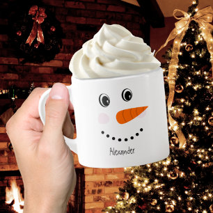Tasse Expresso Drôle Happy Face Snowman Noël Hot Coco