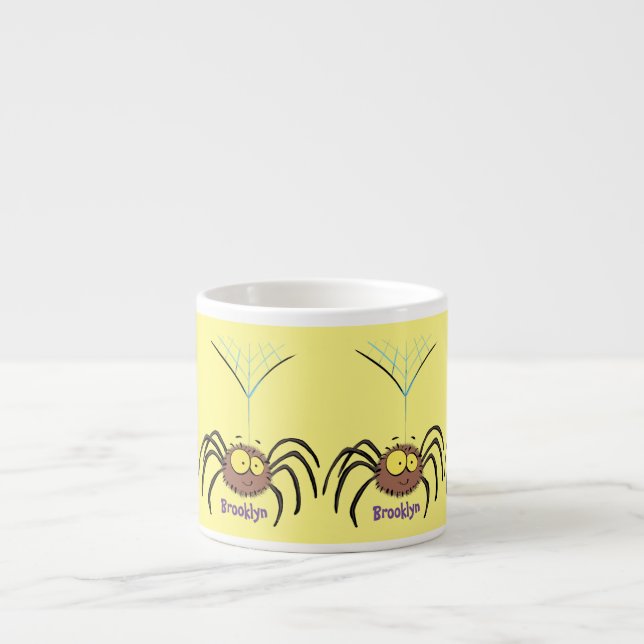 Tasse Expresso Drôle mignon dessin animé d'araignée moelleuse (Devant)