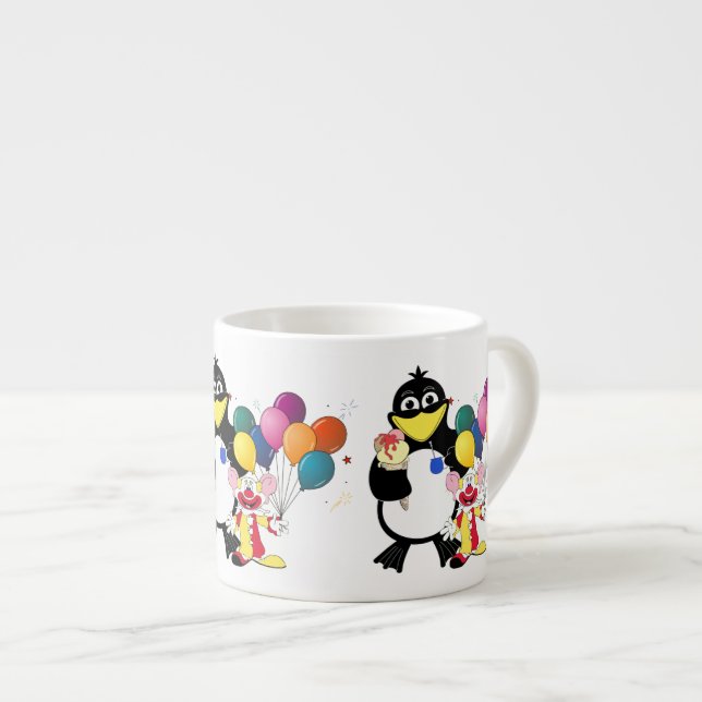 Tasse Expresso Drôle pingouin et dessin animé clown (Devant droit)