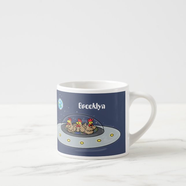 Tasse Expresso Drôle poule dans l'espace dessin animé (Droite)