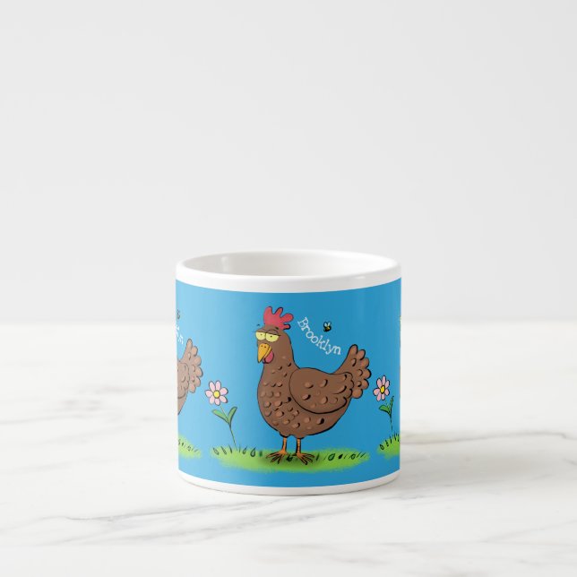 Tasse Expresso Drôle poulet rustique whimsical dessin animé (Devant)