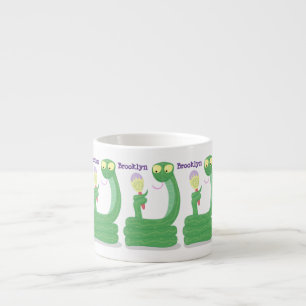 Tasse Expresso Drôle serpent vert avec caricature maraca