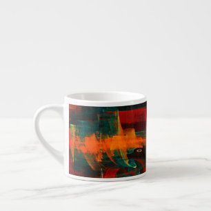 Tasse Expresso Eau Orange Rouge Bleu moderne Art Abstrait Motif