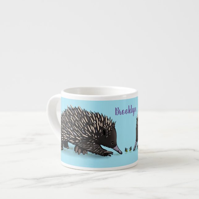 Tasse Expresso Echidna mignonne avec dessin animé d'abeille (Devant gauche)