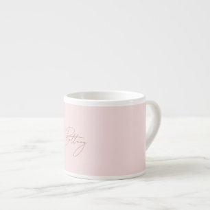 Tasse Expresso Élégant Blush Pink & Chic Gold Script Nom